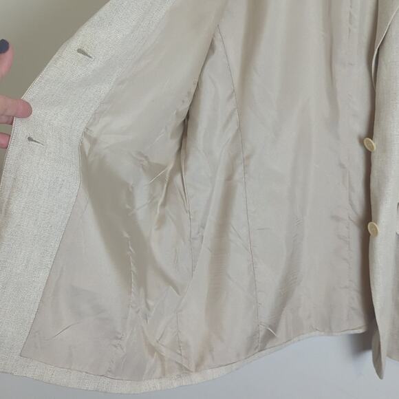 Vintage Irish Linen Button Down Blazer With Pockets Women's Size 10 - Picture 6 of 10